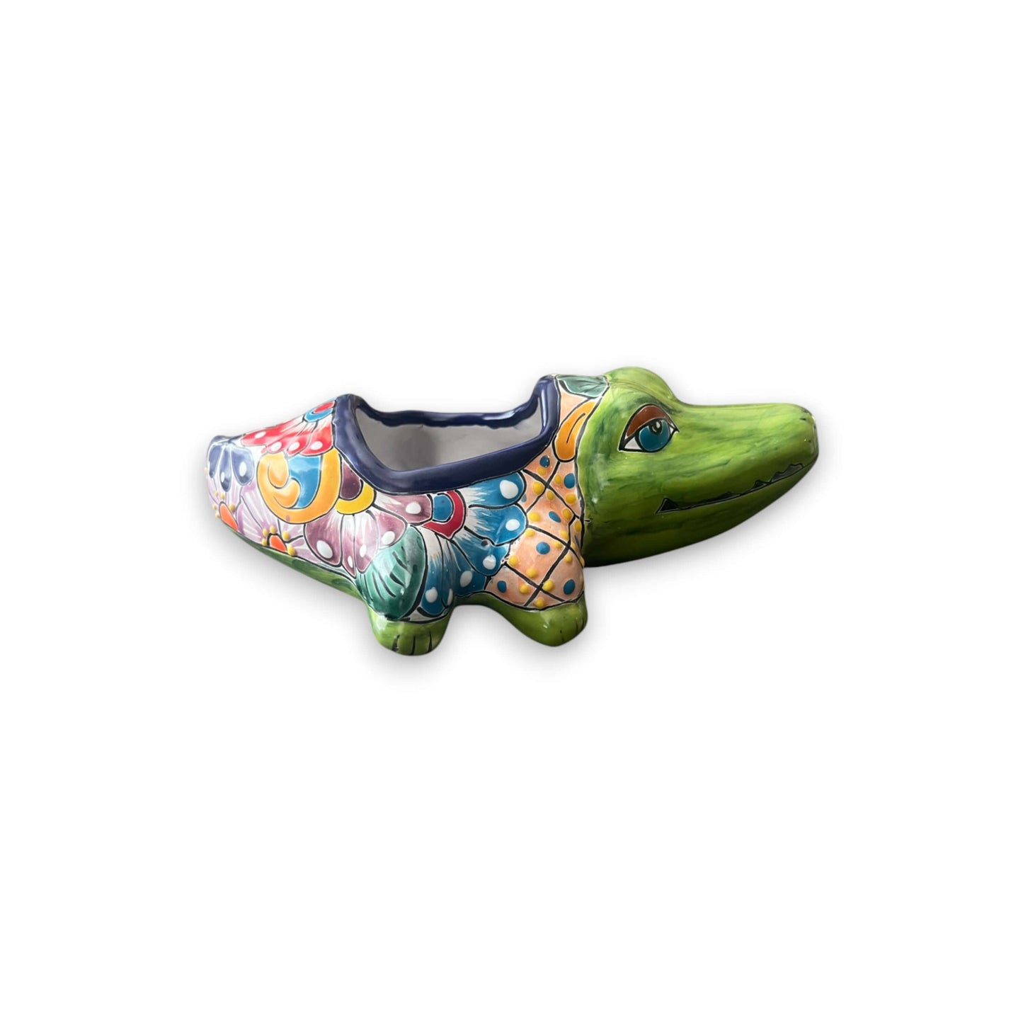 Small Talavera Alligator Planter – Handmade Ceramic Pot