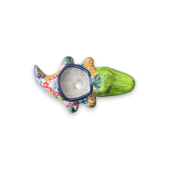 Small Talavera Alligator Planter | Handmade Mexican Ceramic Reptile - hand-painted Talavera ceramic alligator planter, vibrant colors, kiln-fired, lead-free glaze