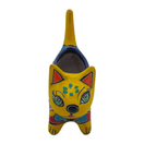 Yellow Talavera cat planter with expressive face and colorful painted details