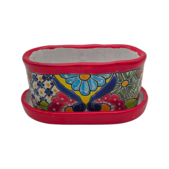 Small Talavera Flower Pot - white background product view 8