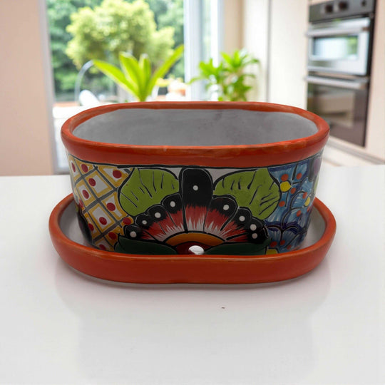 Small Talavera Flower Pot - white background product view 9
