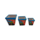 Square Talavera Planter Set | Colorful Mexican Mini Pots (Set of 3) — handmade square Talavera mini pots with bright floral patterns, terracotta rim, set of 3