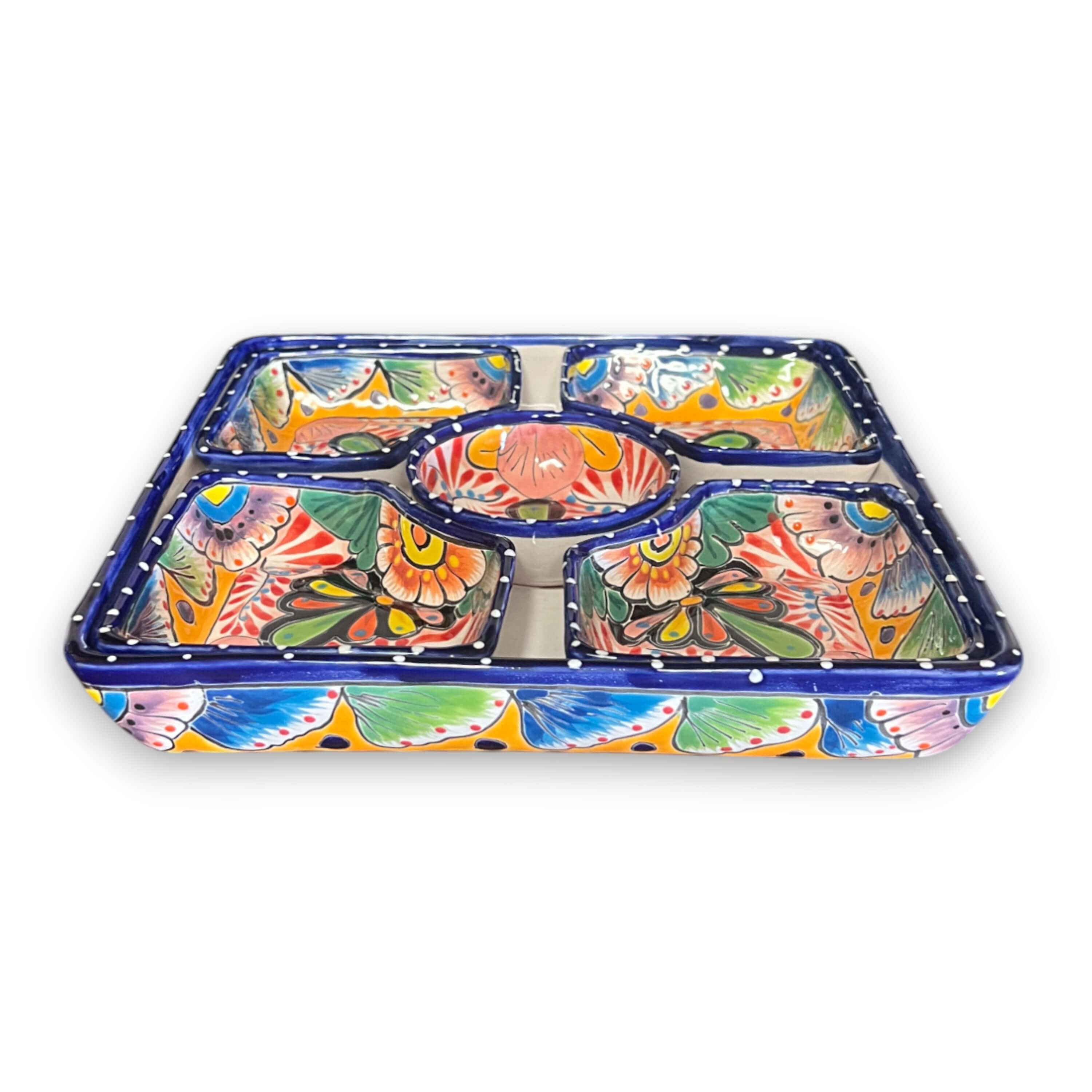 Square Talavera Tray Set | Hand-Painted Mexican Sectional