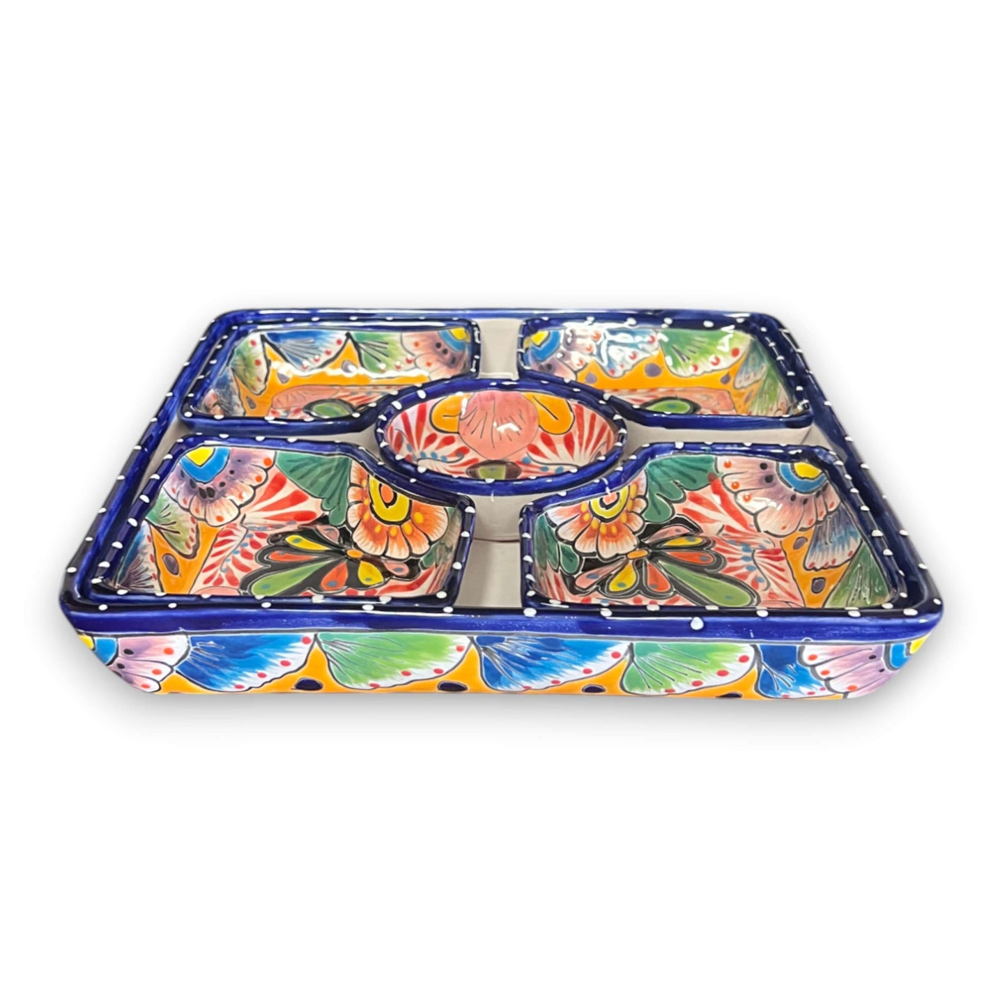 Square Talavera Tray Set | Hand-Painted Mexican Sectional