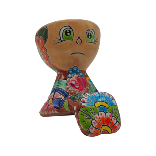 Talavera Table planter different emotions - white background product view 3