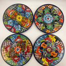 Talavera Dinnerware Set | 34-Piece Mexican Tableware for 8 hand-painted colorful 5" plates from Guanajuato, kiln-fired, lead-free glaze, artisanal design