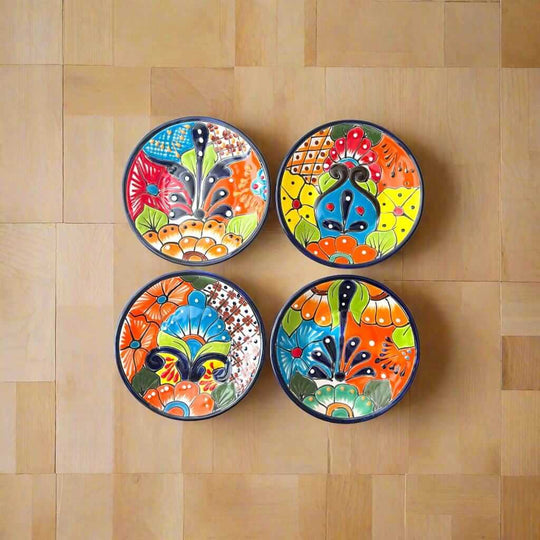 6" Talavera Dinner Plate | Colorful Mexican Dinnerware - hand-painted vibrant floral patterns on four Mexican ceramic plates