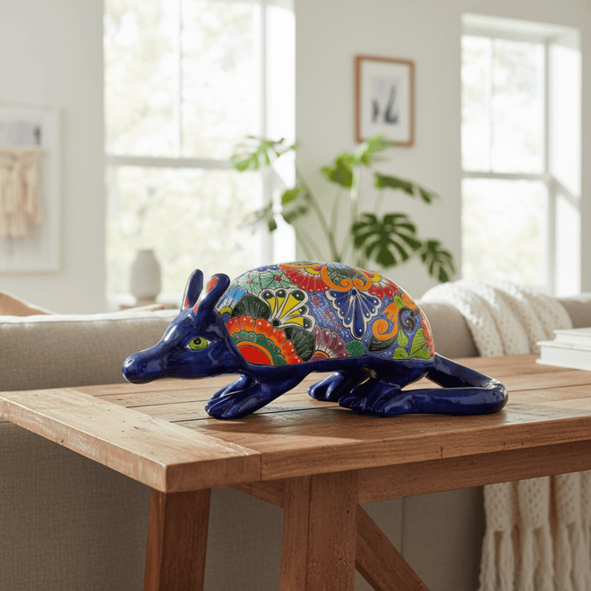Talavera Armadillo Statue - lifestyle product view 1