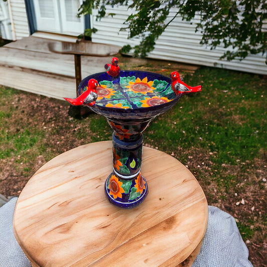 Handmade Talavera Bird Bath | Authentic Mexican Artwork (20” Diameter)