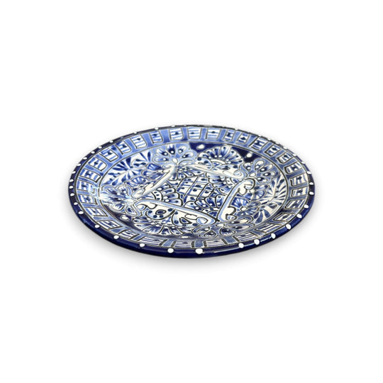 6" Talavera Blue & White Dinner Plate | Mexican Dinnerware - hand-painted kiln-fired ceramic plate from Guanajuato artisans