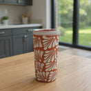 Talavera Brown & White Drinkware Set | Handmade Pitcher & Cups on wooden table