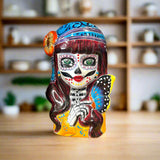Talavera Butterfly Skull Planter | Handcrafted Day of the Dead Ceramic Pot - hand-painted Talavera skull planter with butterfly and vibrant colors