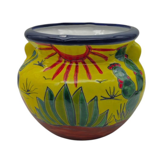 Talavera Cactus Planter | Yellow Desert Design pot