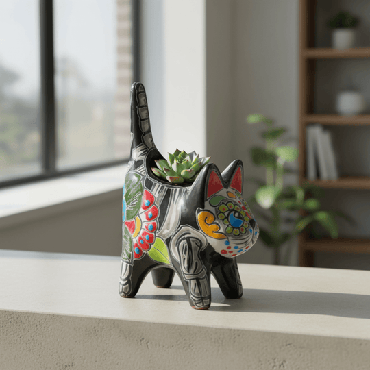 Talavera Cat Planter - lifestyle product view 1
