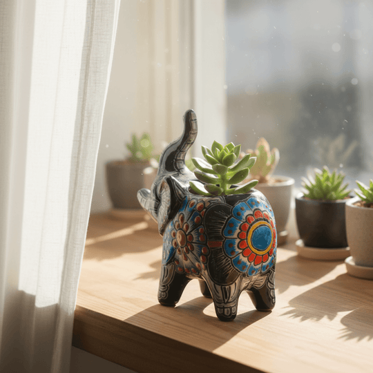 Talavera Cat Planter - lifestyle product view 2