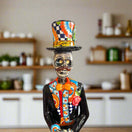 Talavera Catrin Statue | 33" Day of the Dead Figurine hand-painted Talavera skull gentleman in colorful top hat and suit