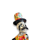 Talavera Catrin Statue | 33" Day of the Dead Figurine hand-painted Talavera skeleton with colorful top hat and mustache
