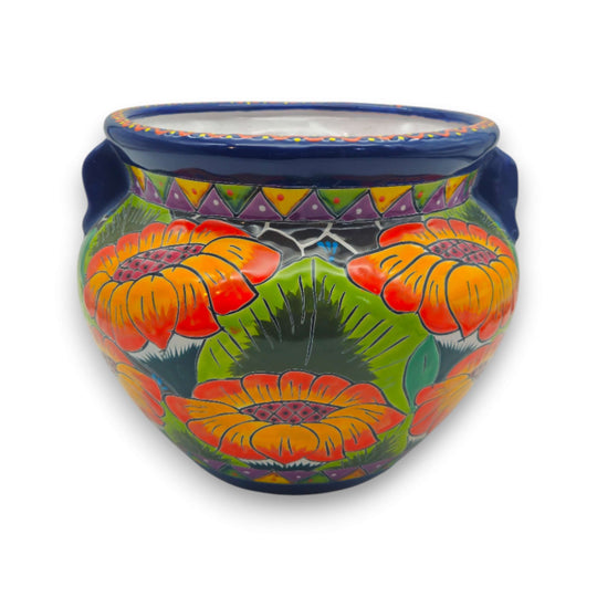 Talavera Ceramic Planter | Bright Sunflower Pot - hand-painted Mexican ceramic planter with vivid sunflower motifs, lead-free glaze, Guanajuato-made