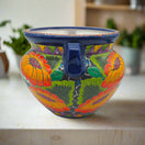 Talavera Ceramic Planter | Bright Sunflower Pot hand-painted sunflower motif, kiln-fired lead-free glaze from Guanajuato, Mexico