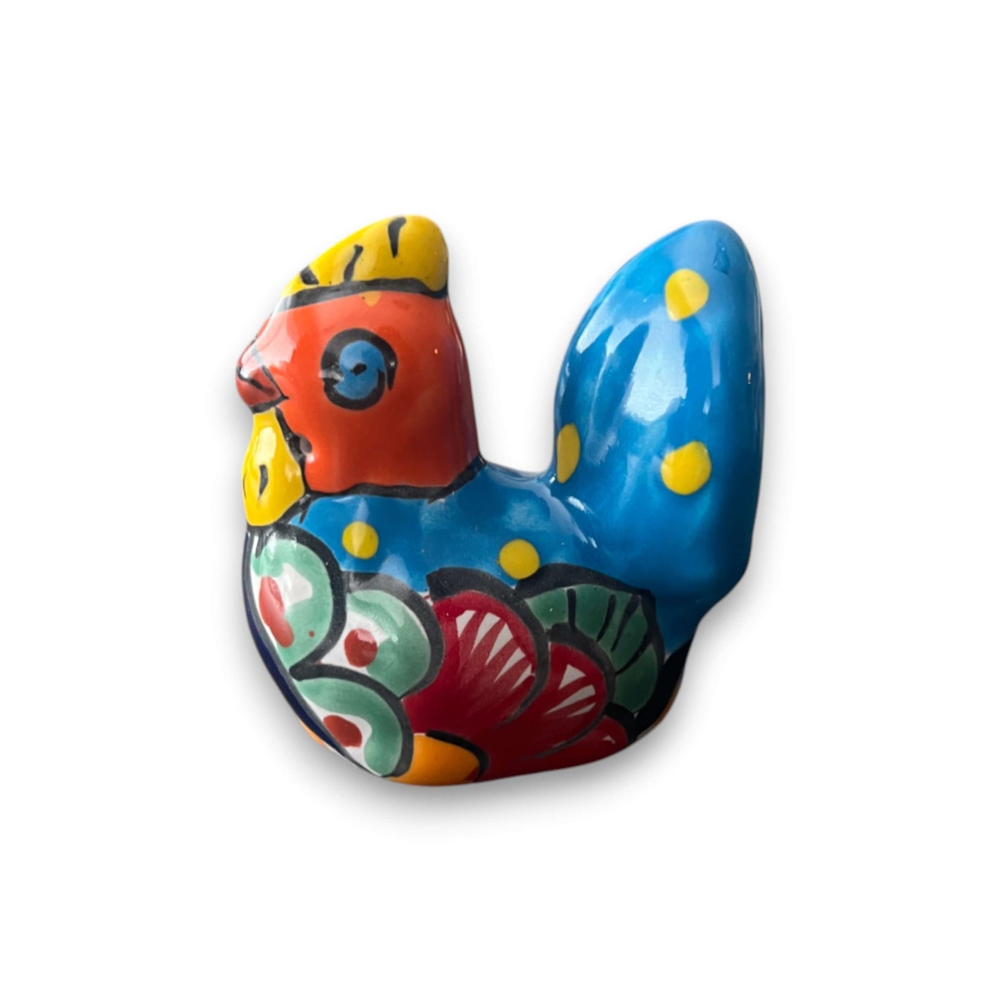 Handcrafted Talavera Bird Figurine | Floral Accent
