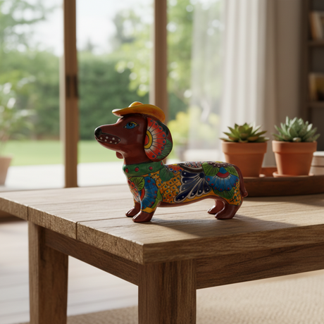 Talavera Dachshund Statue - lifestyle product view 2