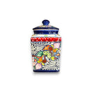 Talavera Canister Set | Dark Blue Mexican Kitchen Storage Jars - handcrafted cobalt blue Talavera ceramic jar with lid