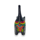 Talavera Cat Figurine | Day of the Dead Handcrafted Art - hand-painted black ceramic cat with colorful floral and skeletal motifs