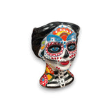 Talavera Skull Face Planter | Hand-Painted Day of the Dead Pottery - hand-painted colorful Día de los Muertos skull planter