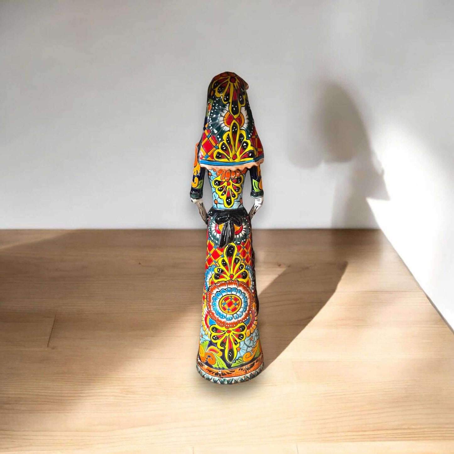 Talavera Day of the Dead Catrina | Pan Dulce Wedding Decoration handcrafted Talavera Catrina statue in bright hand-painted colors