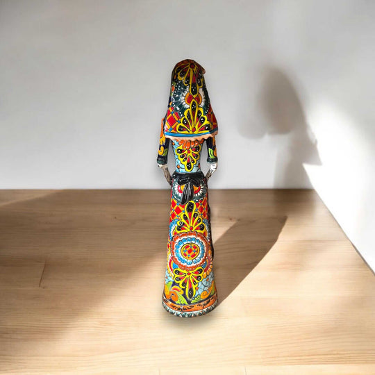 Talavera Day of the Dead Catrina | Pan Dulce Wedding Decoration handcrafted Talavera Catrina statue in bright hand-painted colors