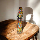 Talavera Day of the Dead Catrina | Pan Dulce Wedding Decoration - hand-painted Talavera Catrina statue on wooden table
