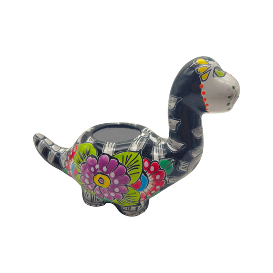 Talavera Dinosaur Planter | Day of the Dead Brachiosaurus ornament