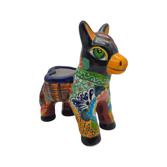 Talavera Donkey Planter - white background product view 9