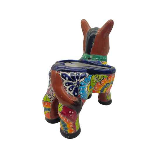 Talavera Donkey Planter | Vibrant Mexican Burro Pot back view