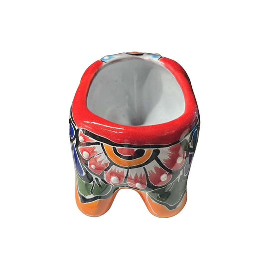 Talavera Elephant Planter | Colorful Hand-Painted Ceramic Animal Pot - hand-painted red yellow green blue floral ceramic elephant planter from Guanajuato