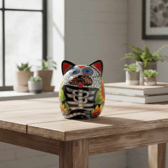 Talavera Fat Cat Planter - lifestyle product view 2