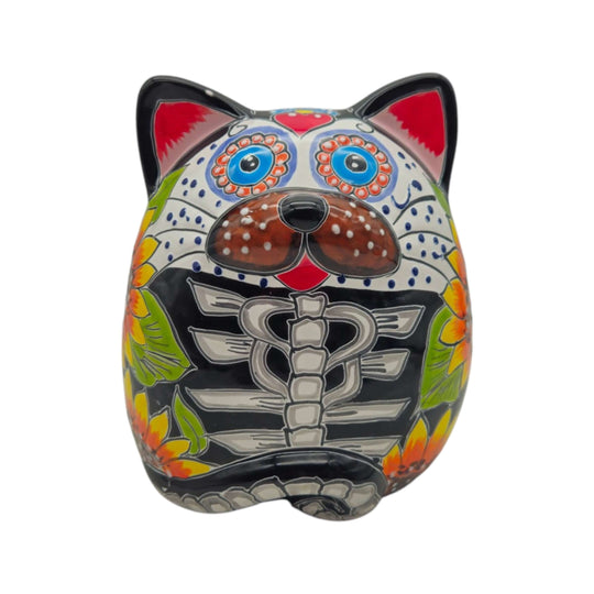 Talavera Fat Cat Planter - white background product view 8