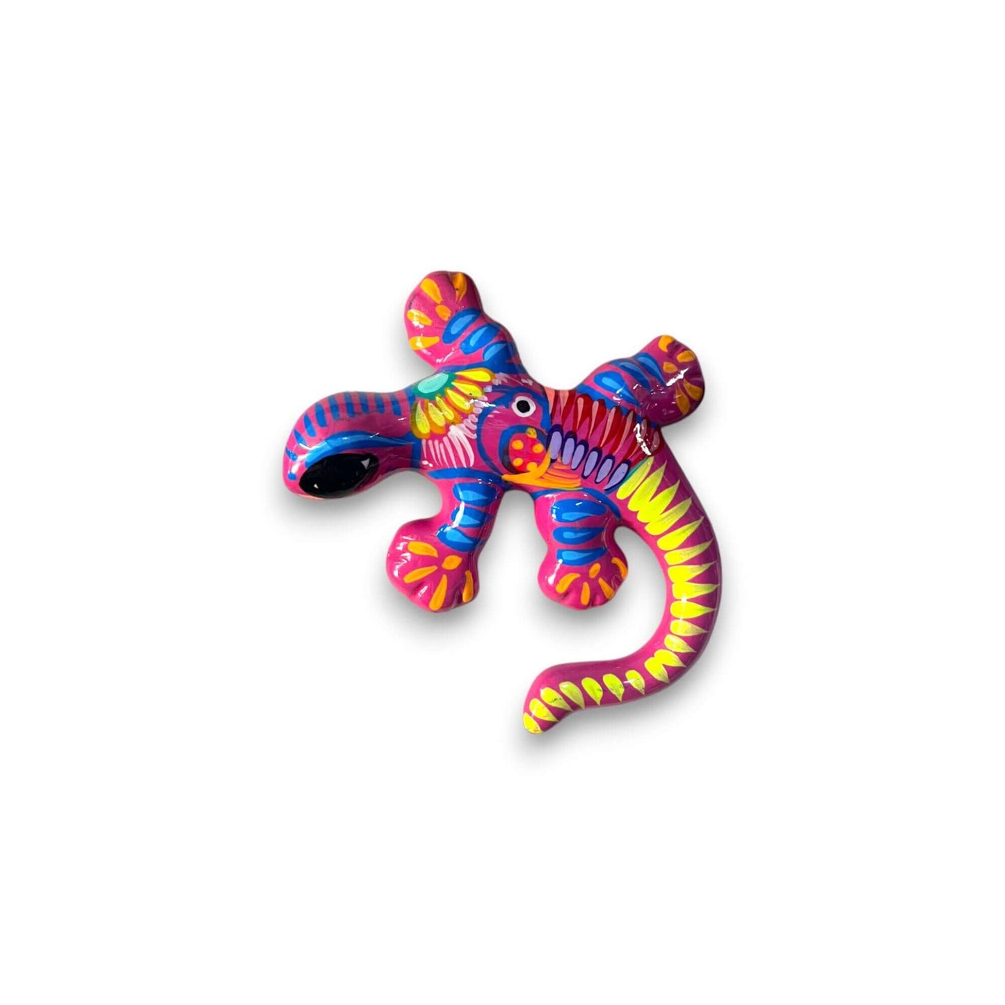 Talavera Lizard Figurine | Mexican Handcrafted Wall Decor - hand-painted Guerrero lizard wall art from Guanajuato, vibrant kiln-fired lead-free glaze