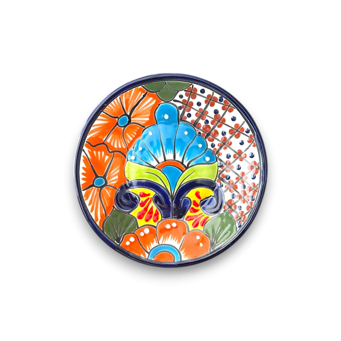 6" Talavera Dinner Plate | Colorful Mexican Dinnerware hand-painted bold floral Talavera design from Guanajuato, lead-free glazed ceramic