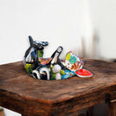 Talavera Chihuahua Bottle Holder | Hand-Painted Mexican Dog Statue - black multicolor floral hand-painted ceramic chihuahua bottle holder