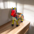 Talavera Small Horse Statue | Vibrant Hand-Painted Mexican Decor hand-painted colorful ceramic horse statue from Guanajuato on wooden shelf