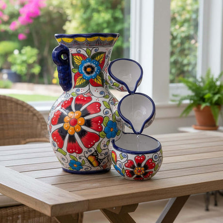 Talavera Floral Water Fountain | Handmade Mexican Art decor