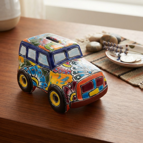 Talavera Jeep Piggy Bank - lifestyle product view 1