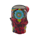 Back view of Talavera lady head planter with a large floral design