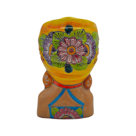 Talavera Lady Head Planter - white background product view 4