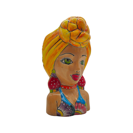Talavera Lady Head Planter - white background product view 5