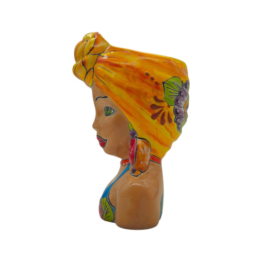 Talavera Lady Head Planter - white background product view 6