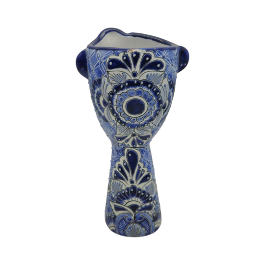 Talavera Lady Planter | Day of the Dead Face Design with floral patterns