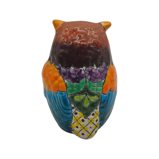 Talavera Owl Figurine - white background product view 4