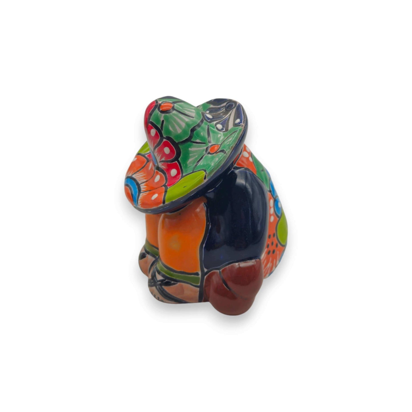 Talavera Panchito Figurine | Handcrafted Mexican Pottery - colorful sleeping man ceramic with vibrant blue, red, green, yellow hand-painted details